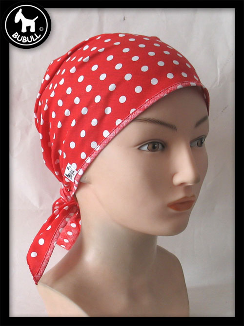 Bandana rouge pois blanc bubull.fr
